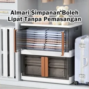 Kotak Simpanan Berlapis Boleh Lipat, Kabinet Lutsinar untuk Mainan, Snek & Pakaian