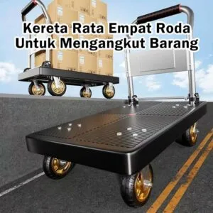Trojli Utiliti Kecil Empat Roda, Troli Platform Boleh Lipat untuk Pindahan Bagasi & Penghantaran