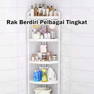 Rak Serbaguna Tandas Mandi Tiga Penjuru Simpanan Barang Tandas Tepi Tandas Serbaguna Bertingkat