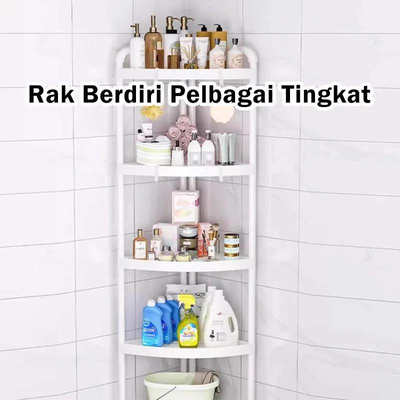 Rak Serbaguna Tandas Mandi Tiga Penjuru Simpanan Barang Tandas Tepi Tandas Serbaguna Bertingkat