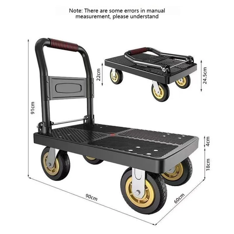 Trojli Utiliti Kecil Empat Roda, Troli Platform Boleh Lipat untuk Pindahan Bagasi & Penghantaran - Image 2