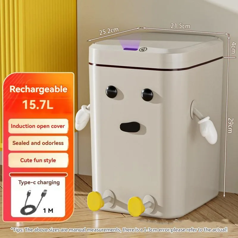 Tong Sampah Pintar Baharu dengan Penutup, Tong Sampah Elektrik Automatik Gaya Mewah untuk Bilik Air - Image 2