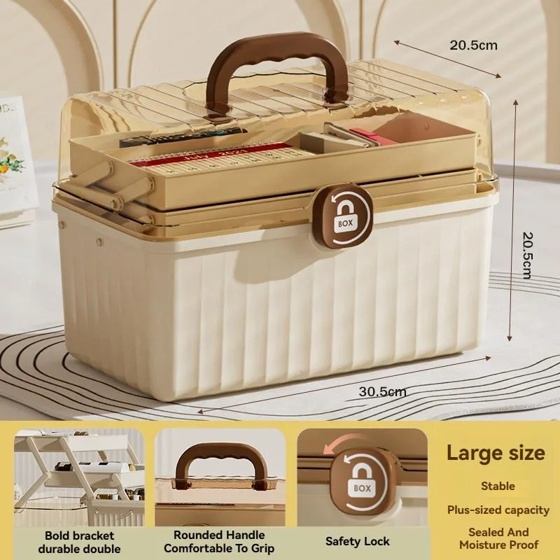 Kotak Penyimpanan Portable Boleh Lipat Bertingkat Besar Alat Seni Makeup Rumah Tangan - Image 2
