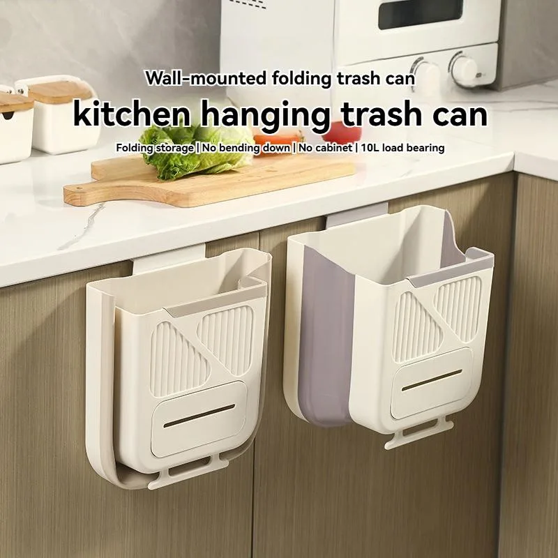 Tong Sampah Boleh Lipat Gantung Dapur Pintu Kabinet Kreatif Klasifikasi Tebal Kegunaan Rumah - Image 2