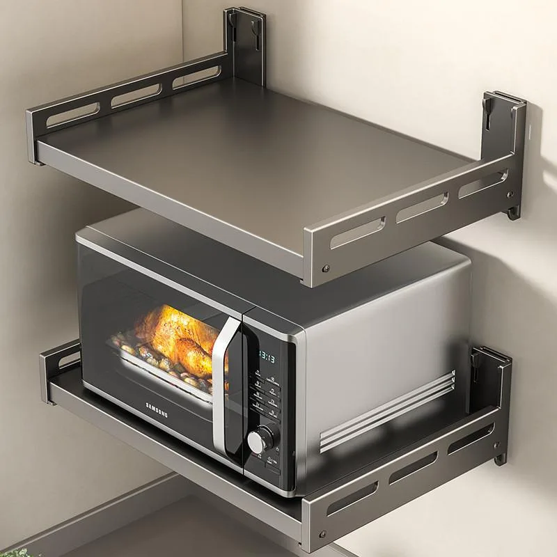 Tanpa Gerudi Lekap Dinding Rak Microwave Dapur Penyimpanan Oven Penanak Nasi Pembuat Kopi - Image 2