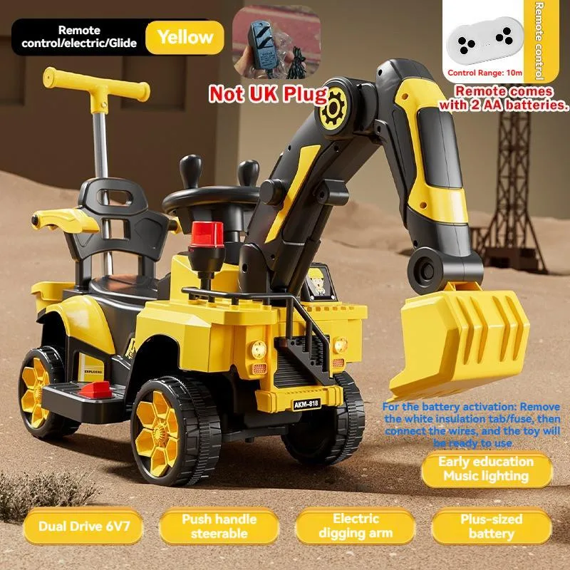 Kereta Mainan Excavator Elektrik Kanak-kanak Boleh Naik Dikawal Jarak Jauh Saiz Besar Untuk Budak Lelaki - Image 2