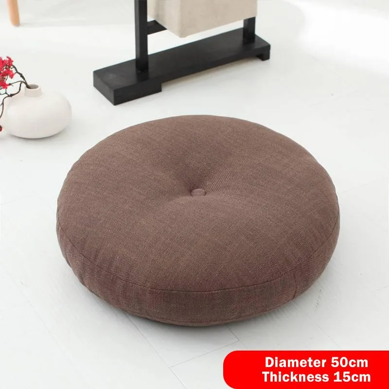 Cushion Duduk Bulat Kapas Linen Tebal Jenis Jepun Untuk Taman Tepi Tingkap Tatami Lantai Boleh Tanggal Basuh - Image 2