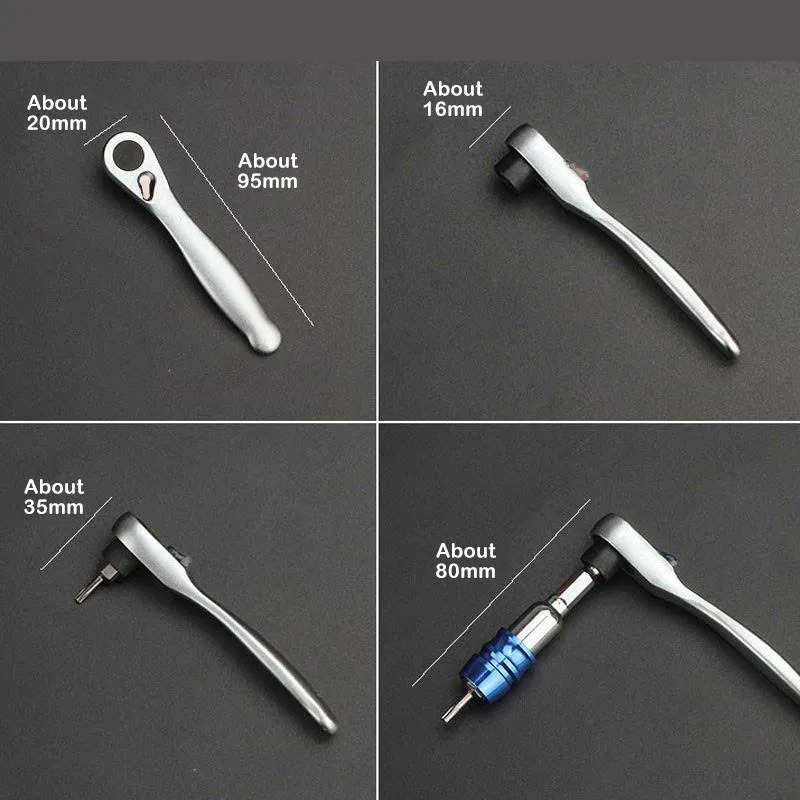 Set Pemutar Skru Ratchet 10 Bit, Pemegang Pendek 90 Sudut Kanan, Alat Boleh Balik - Image 2