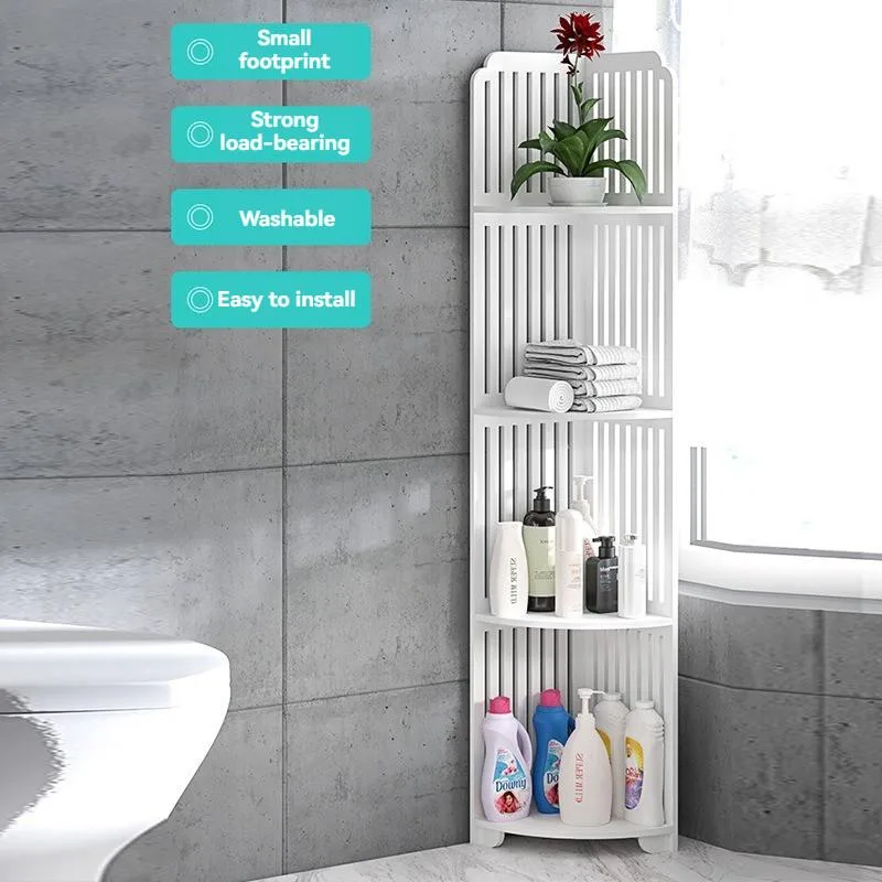 Corner Bathroom Rack Floor Standing Multi Tier Storage Shelf Organizer Rak Penyimpanan Sudut - Image 2