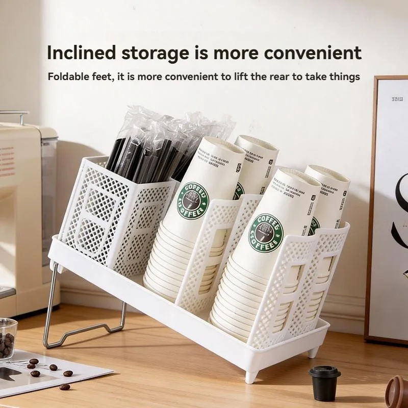 Detachable Tilted Paper Cup Holder Desktop Dispenser Disposable Cup Organizer Rak Cawan Kertas - Image 2