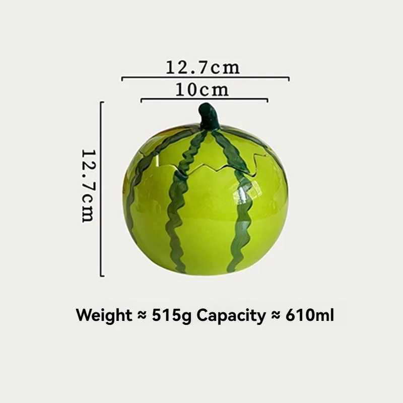 Watermelon Ceramic Noodle Bowl With Lid Large Soup Salad Dessert Serving Bowl Mangkuk Pencuci Mulut Seramik - Image 2
