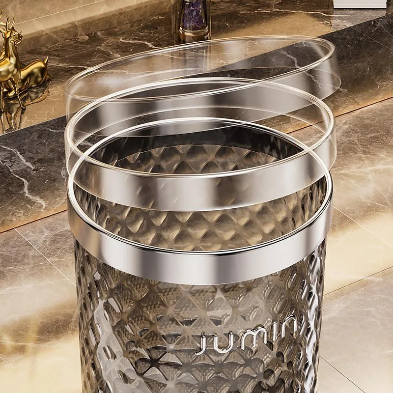Transparent Trash Can Clear Garbage Bin for Living Room Bathroom Home Waste Basket Bin Sampah - Image 2