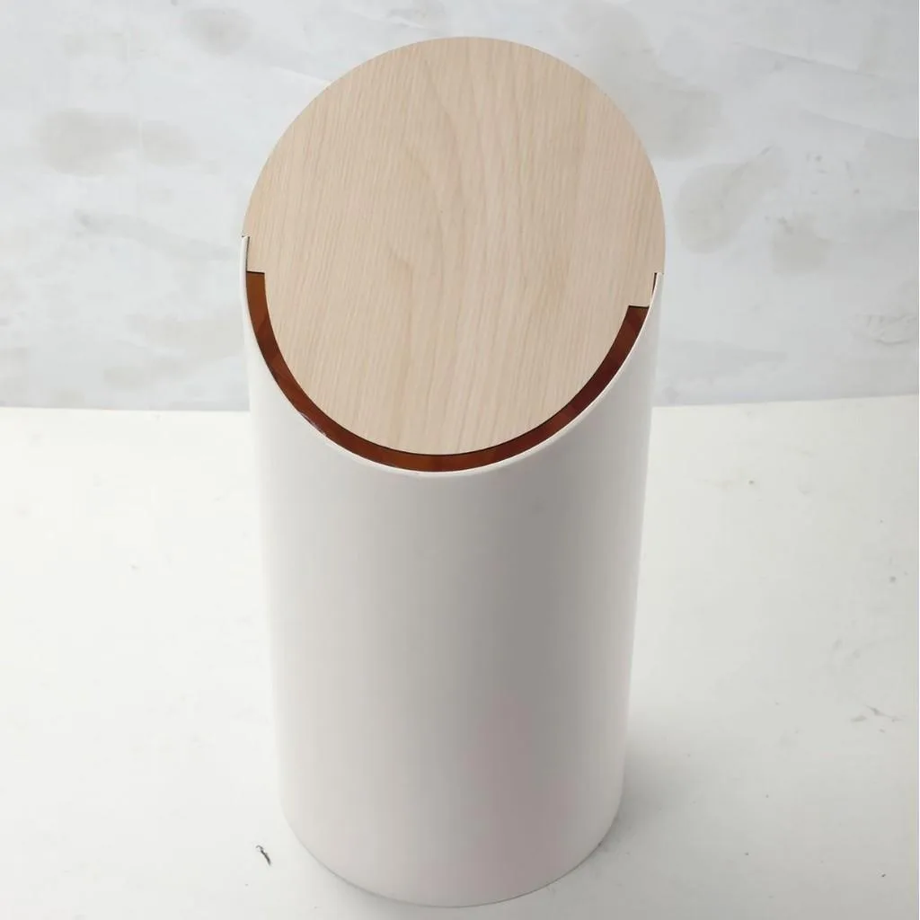 Plastic Flip Top Trash Can With Rim with Lid For Home Living Room Tong Sampah - Image 2