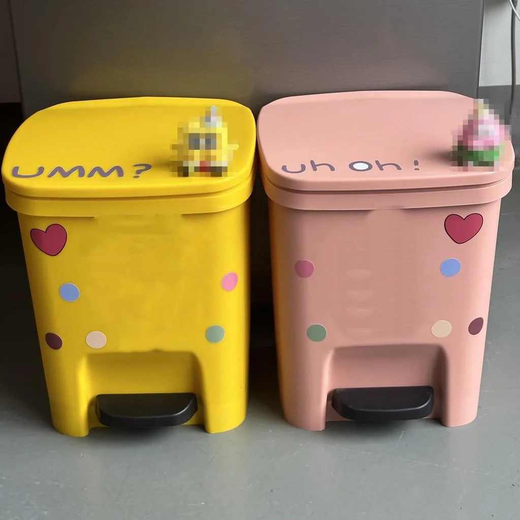 Cartoon Pedal Trash Can Large Capacity Cute Bin For Home Living Room Tong Sampah - Image 2