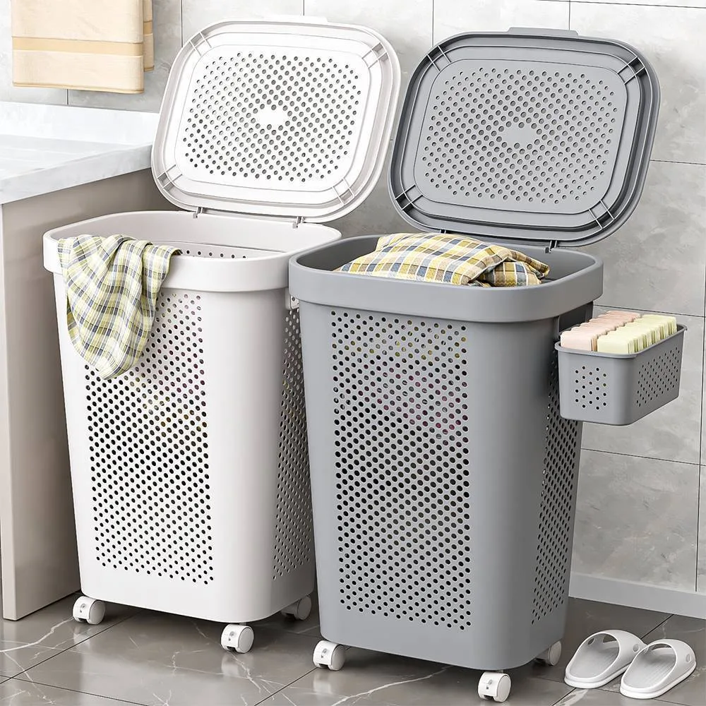 Lidded Large Laundry Hamper Dirty Clothes Storage Basket For Bathroom Washroom Home Use Bakul Pakaian Kotor - Image 2