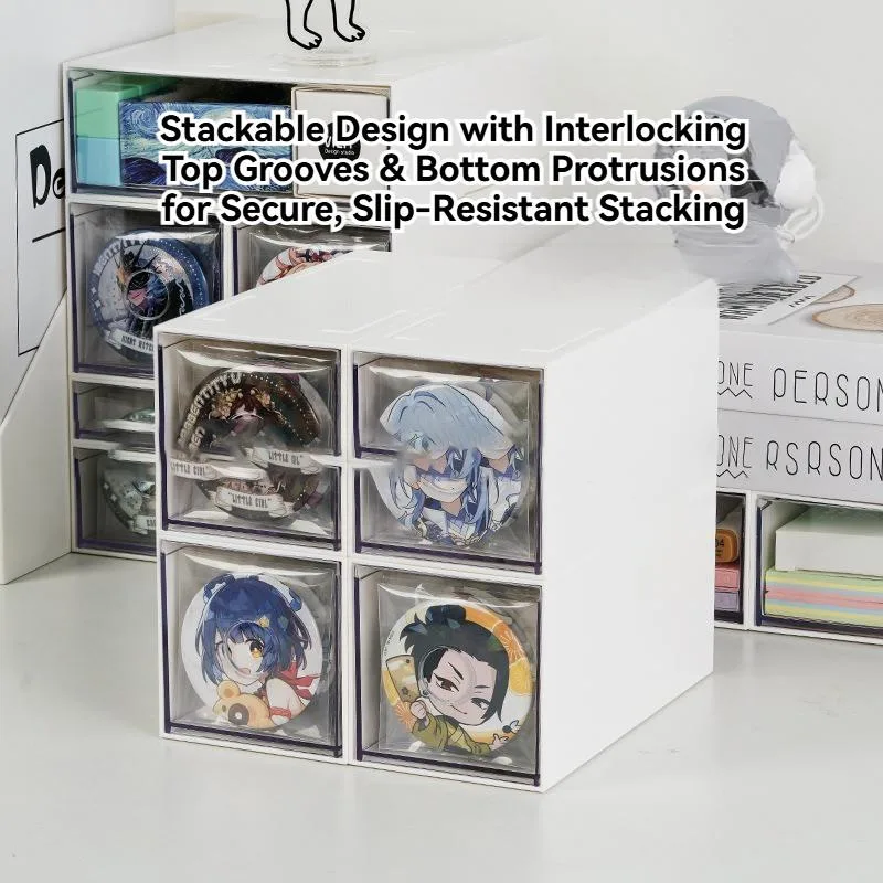 Drawer Type Clear Acrylic Badge Storage Box For Desktop Kotak Simpanan - Image 2