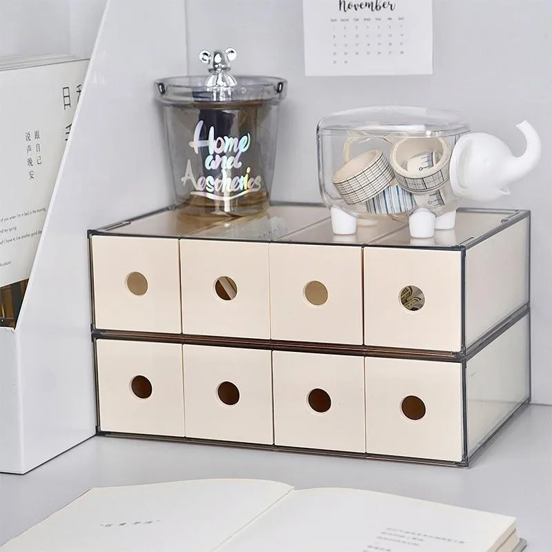 Drawer Type Clear Dustproof Desktop Organizer For Stationery Cosmetics Kotak Simpanan - Image 2