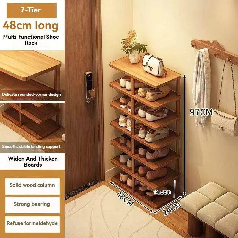 Tool-Free Assembly Vertical Shoe Rack Narrow Multi Layer Staggered Footwear Organizer For Doorway Small Home Rak Kasut - Image 2