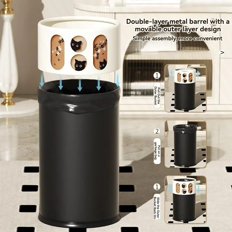 Large Capacity Tall Household Trash Can for Bedroom Living Room Tong Sampah - Image 2