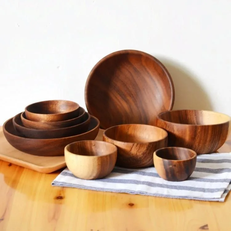 Large Wooden Salad Bowl Unbreakable Ramen Soup Bowl for Household Use Mangkuk Salad - Image 2