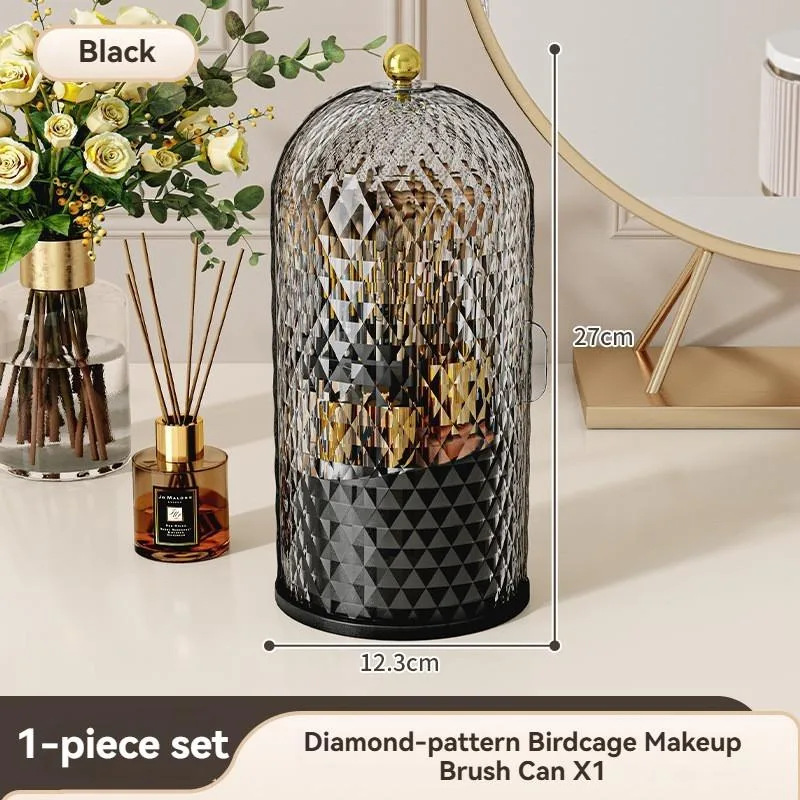 Clear Rotating Makeup Organizer Desktop Compartment Storage Box With Lid Dustproof Rak Kosmetik Berputar - Image 2