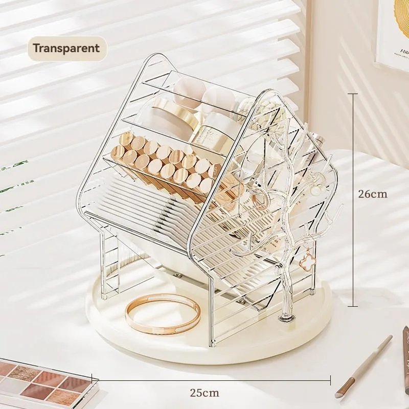 Rotating Makeup Organizer Desktop Cosmetic Storage Box Lipstick Eyeshadow Holder Rak Kosmetik Berputar - Image 2