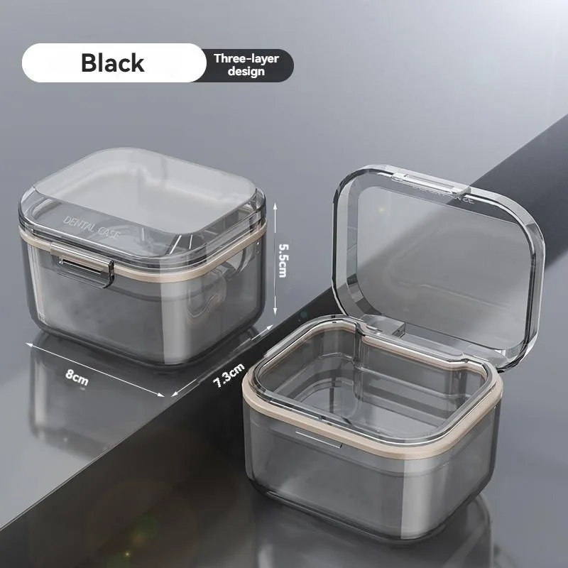 Portable Retainer Case Aligner Denture Storage Box Ventilated Layered Travel Organizer Bekas Penyimpanan Alat Gigi - Image 2