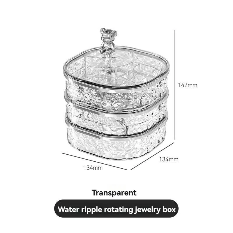 Desktop Jewelry Box Earring Ring Necklace Organizer Storage Vanity Kotak Barang Kemas Berputar - Image 2