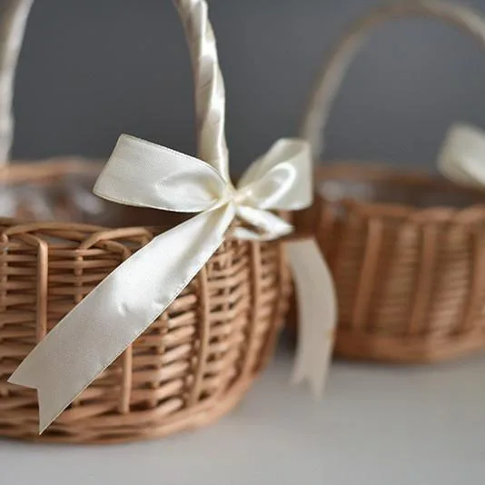 Handmade Woven Willow Basket Flower Girl Gift Storage Rattan Bamboo Organizer Bakul Anyaman Buluh Bertangkai - Image 2