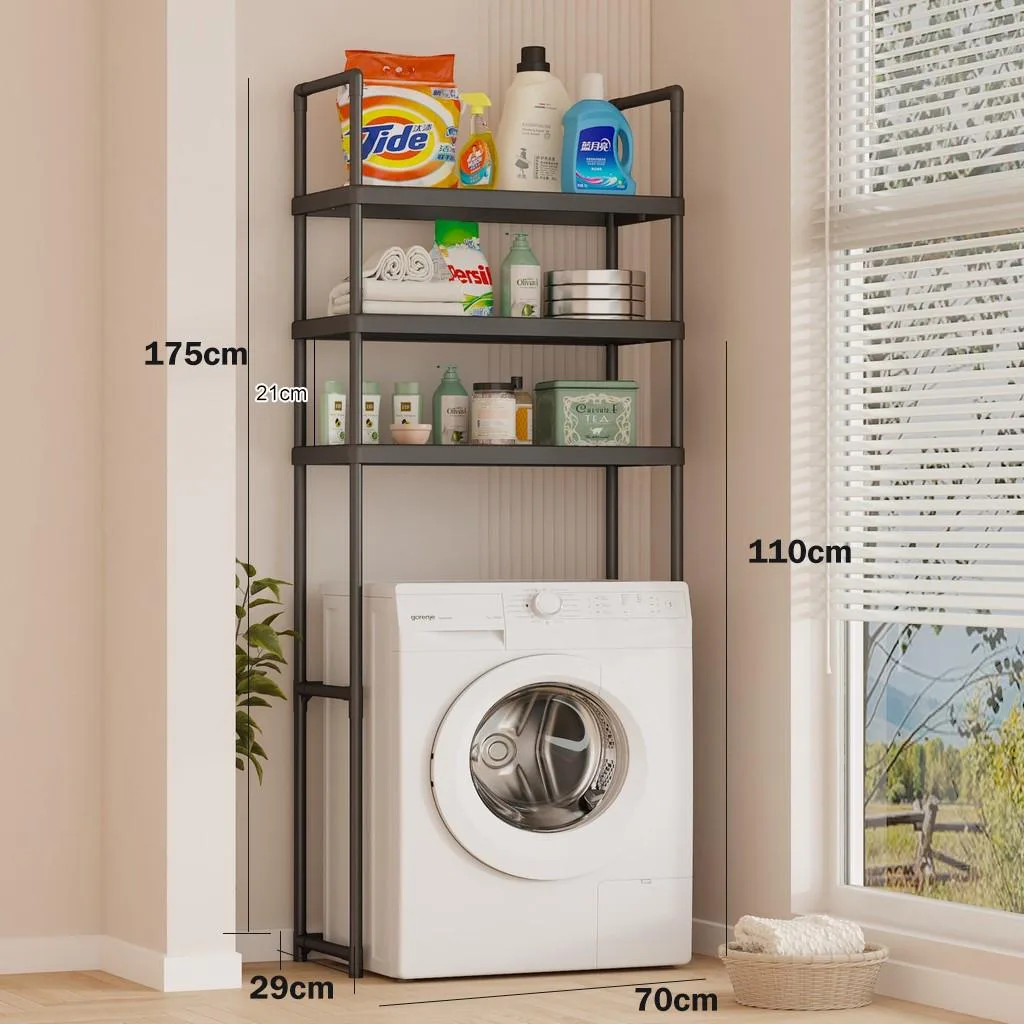 Laundry Room Storage Rack Over Washing Machine Organizer Shelf Metal Frame Rak Penyimpanan Atas Mesin Basuh - Image 2