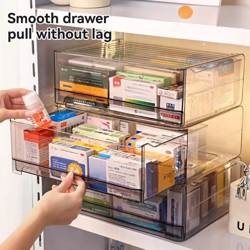 Drawer Style Medicine Box Transparent First Aid Kit Family Pharmaceutical Storage Kotak Ubat Berlaci Lutsinar - Image 2