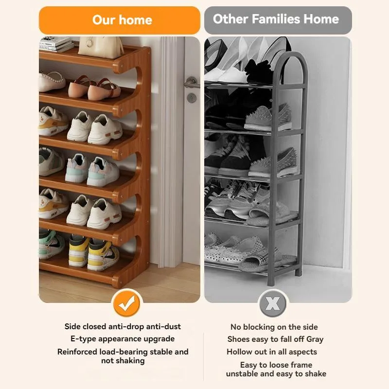 Shoe Rack Narrow Multi-layer Corner Storage Space-saving Rak kasut - Image 2