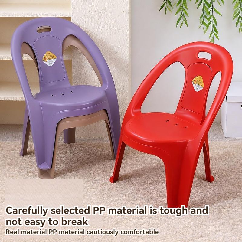 Thickened Plastic Stool Low Back Home Kitchen Chair With Small Backrest Kids Seat Stackable Kerusi plastik - Image 2