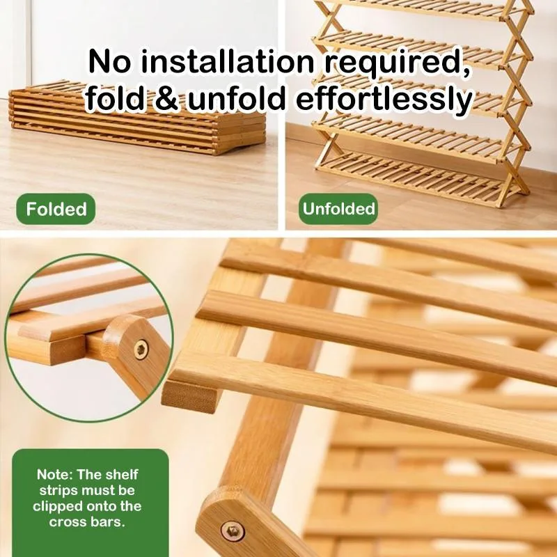 Foldable Shoe Rack Multi Tier Entryway Organizer No Assembly Space Saving Compact Home Storage Rak Kasut - Image 2