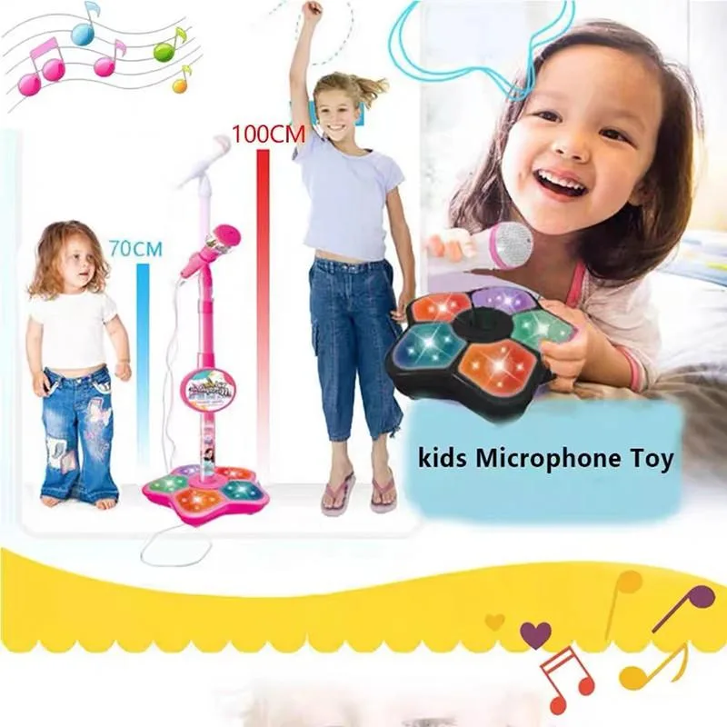 Mikrofon Kanak-Kanak dengan Pendiri, Mainan Nyanyian Karaoke Berdiri Simulasi Bayi - Image 2