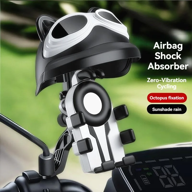 Shockproof Rain Sun Phone Mount With Mini Helmet For Electric Bike Food Delivery Rider Pemegang Telefon - Image 2