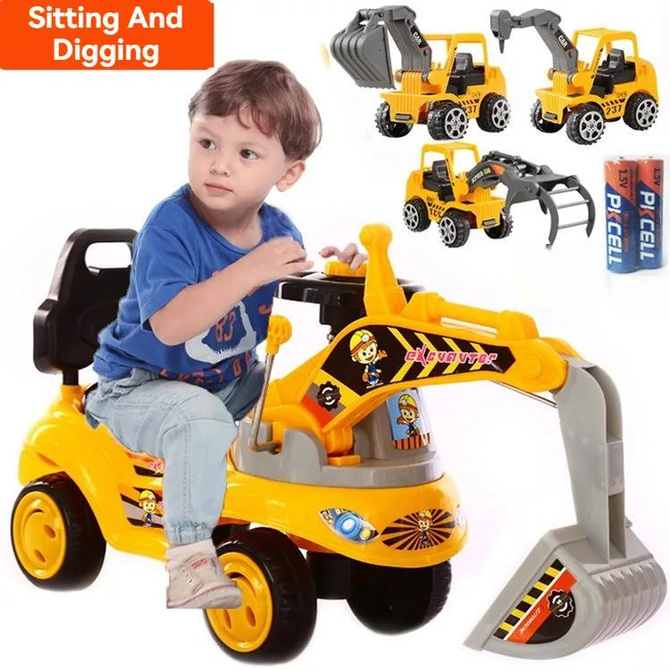 Kids Ride On Excavator Toy Sliding Engineering Vehicle Digger Toy For Boys Kereta Mainan Penggali Untuk Bayi - Image 2