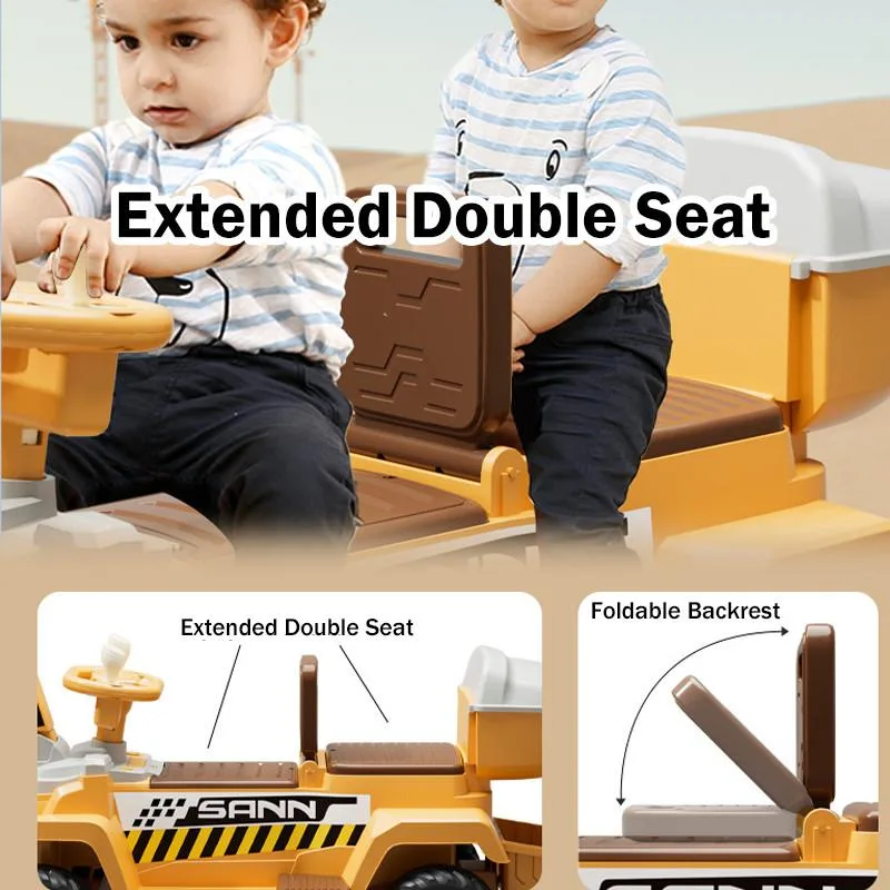2-Seat Kids Excavator Toy Car Electric Remote Control Digger Construction Vehicle Kereta Mainan Penggali Elektrik - Image 2