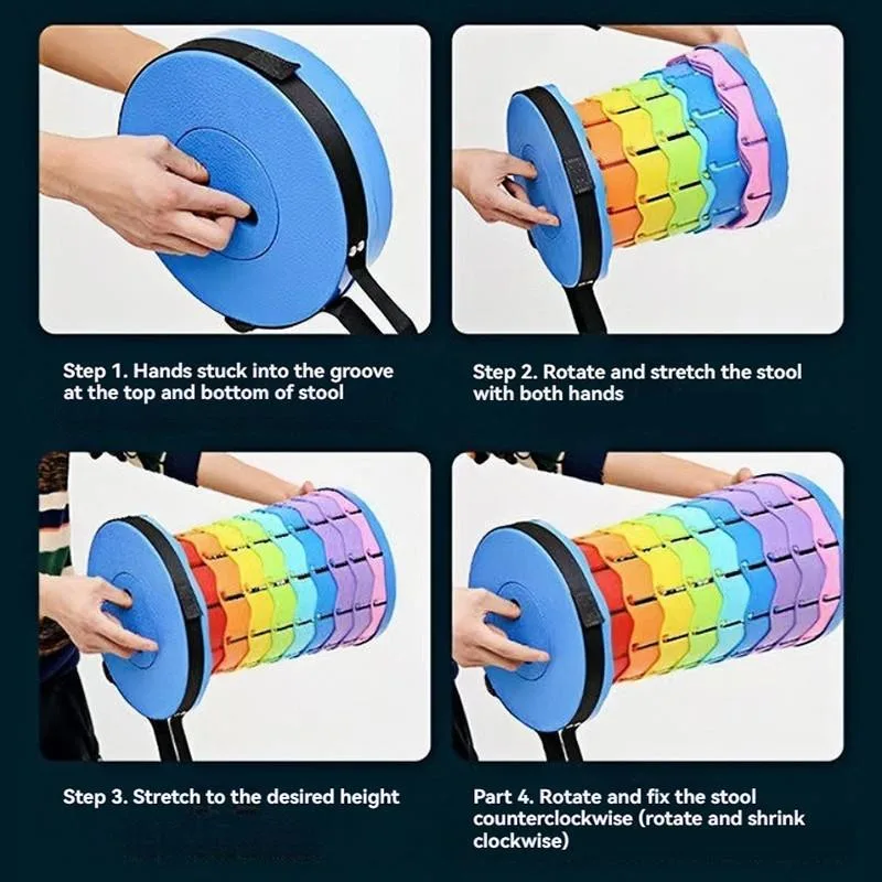 Outdoor Portable Folding Stool Chair Rainbow Folding Stool Adjustable Stool Fishing Train Stool Kerusi Lipat - Image 2