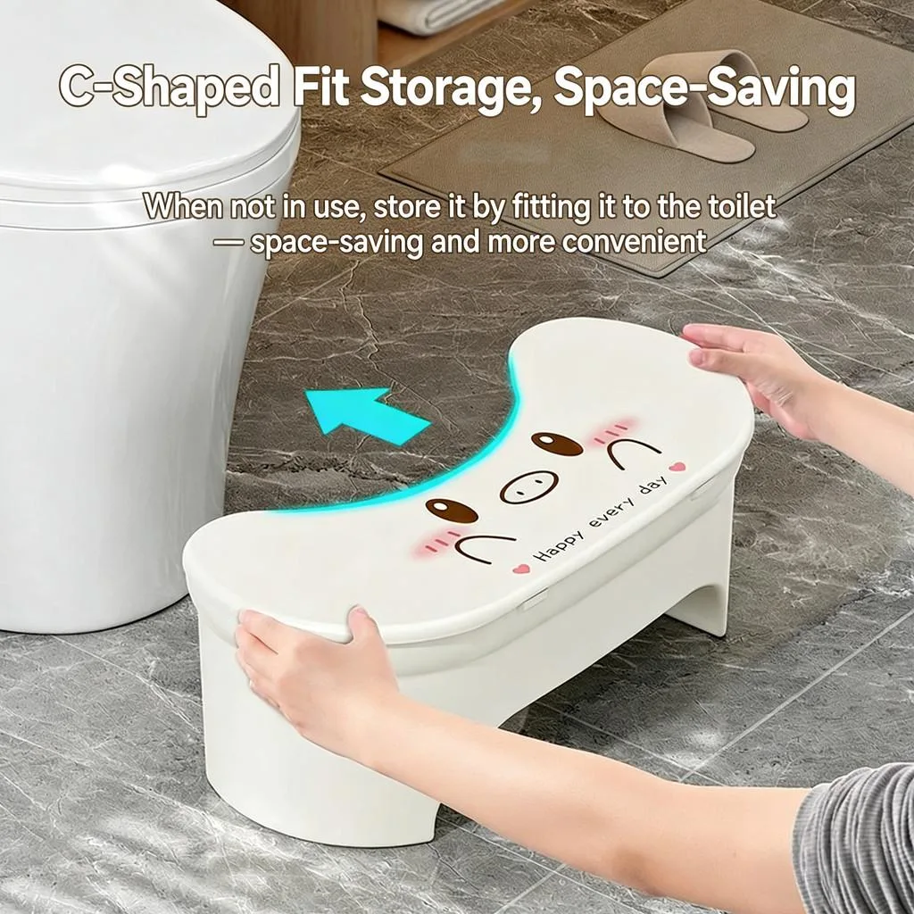Thick Plastic Toilet Foot Stool Ergonomic Squat Stool Bathroom Step Stool for Kids & Adults Bangku Kaki Tandas - Image 2