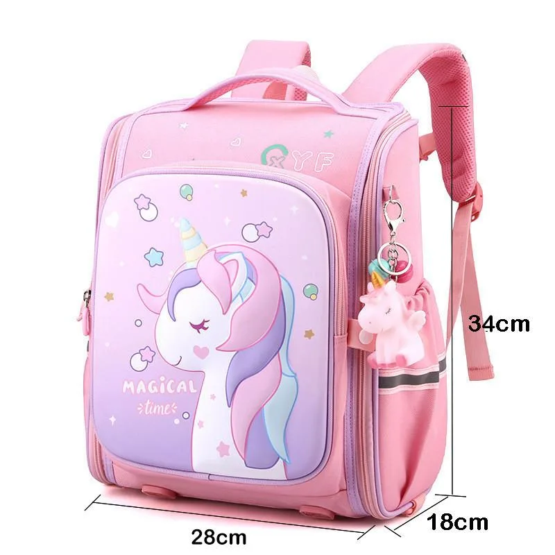 Unicorn Cartoon Backpack Ergonomic Anti-Backpack for Boys and Girls Grades 1-3 Beg Galas Pelajar - Image 2