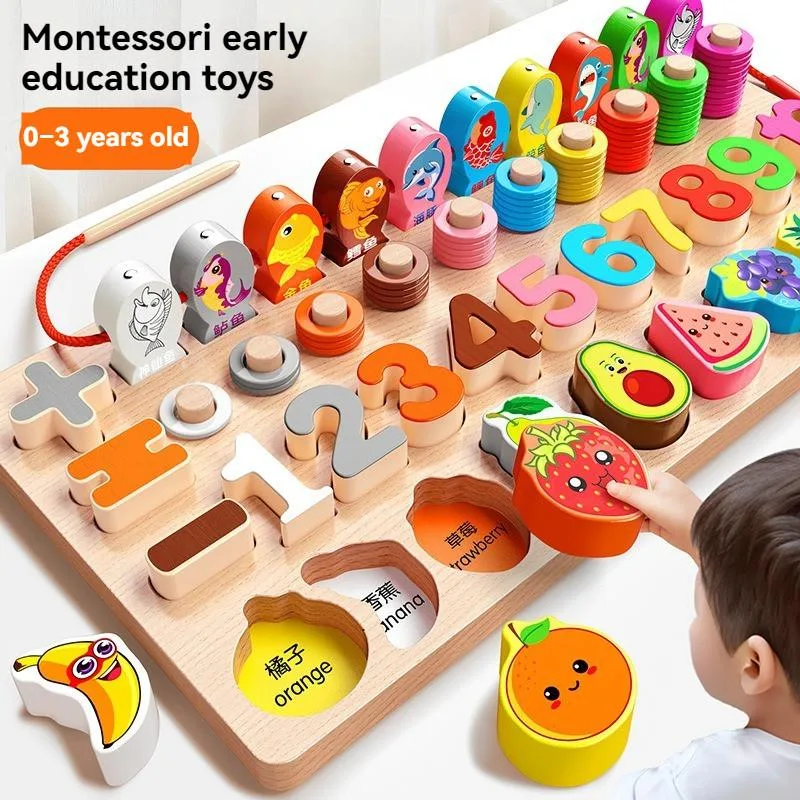 Wooden Number Puzzle Blocks Montessori Educational Toys For Toddlers And Kids Mainan Blok - Image 2