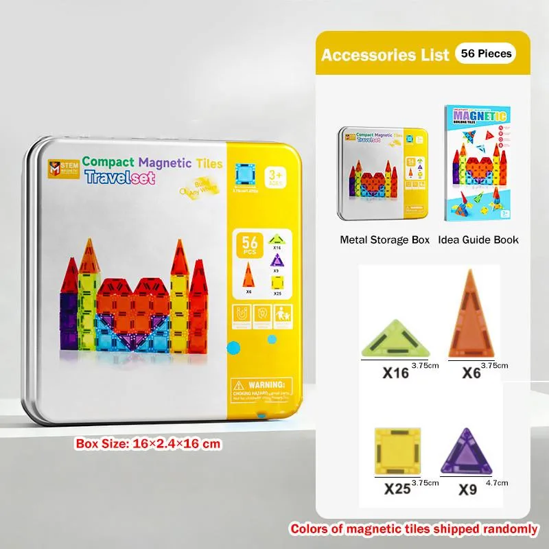 Mini Magnetic Tiles Portable Travel Set Magnetic Building Blocks Toy Mainan Jubin Magnet - Image 2