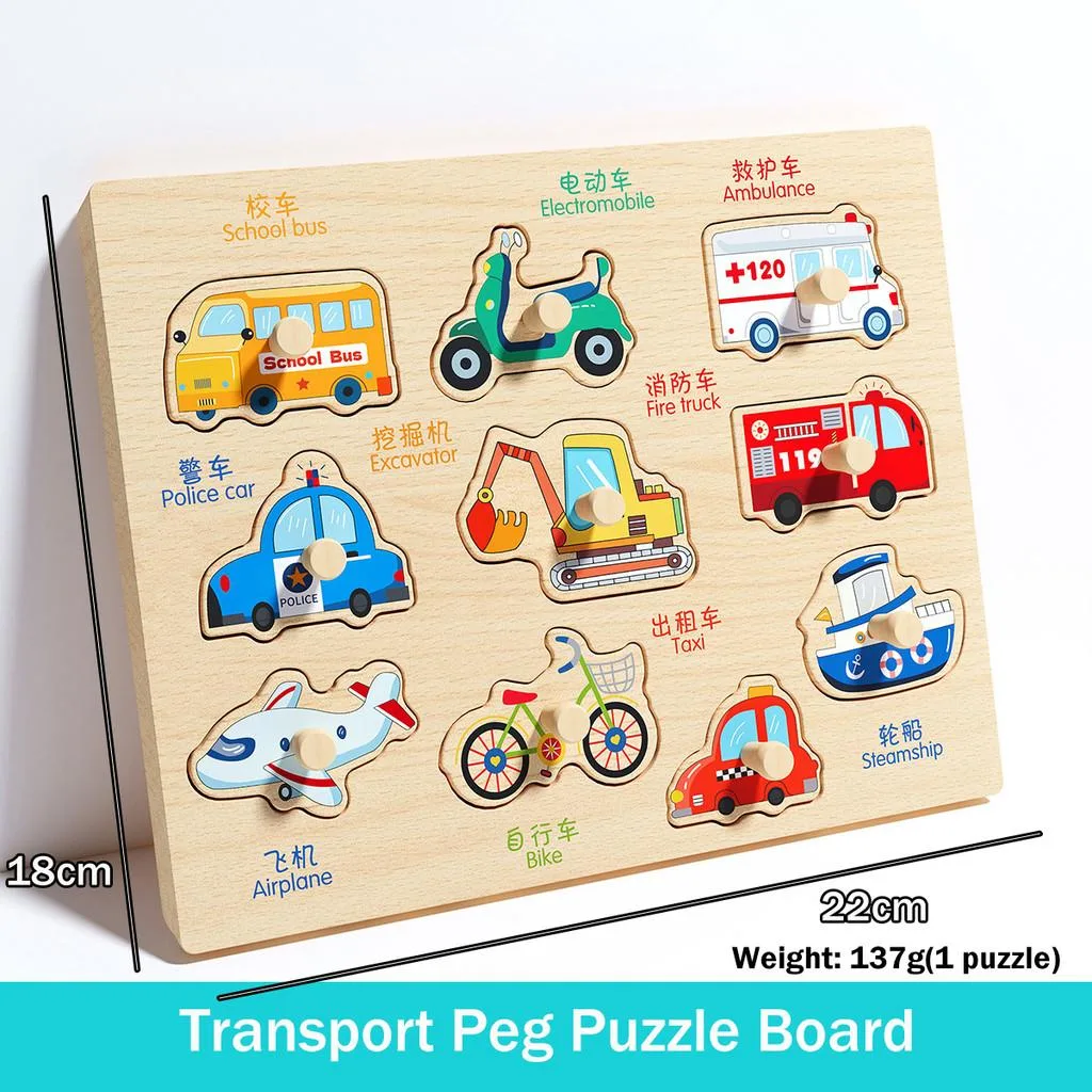 Wooden Shape Matching Pegboard 3D Puzzle Montessori Educational Building Block Toy For Toddlers Teka-teki 3D - Image 2