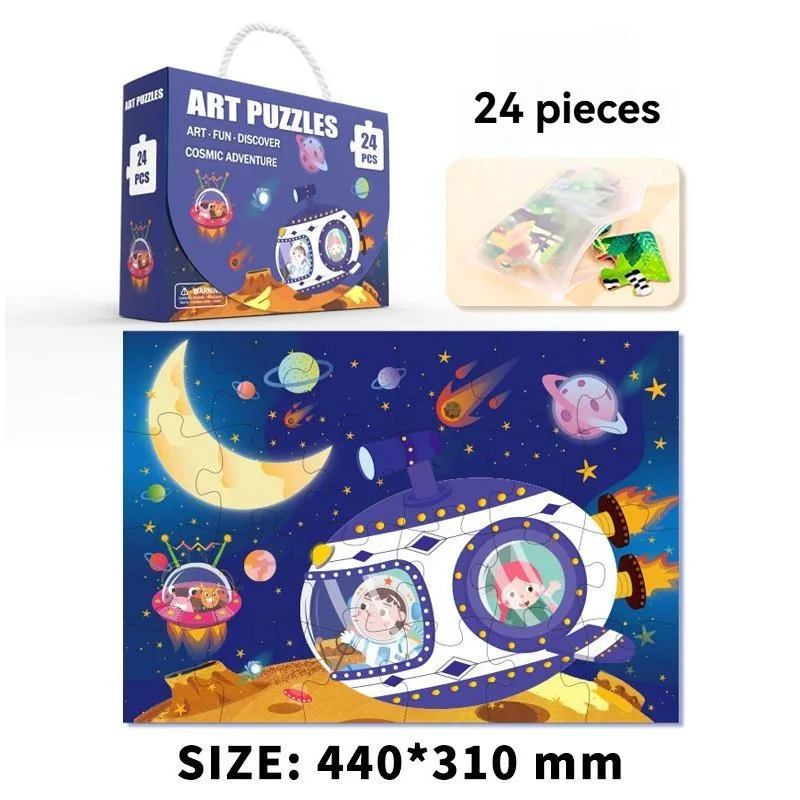 Mainan Puzzle Kanak-Kanak 24/48 Keping Jigsaw Pendidikan Awal dengan Kotak Hadiah - Image 2