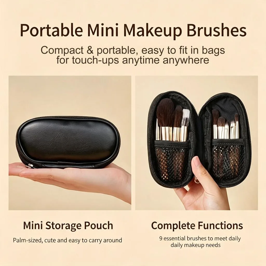 Makeup Brush Set Portable Travel Complete Brushes Kit For Beginners Set Berus Solek - Image 2