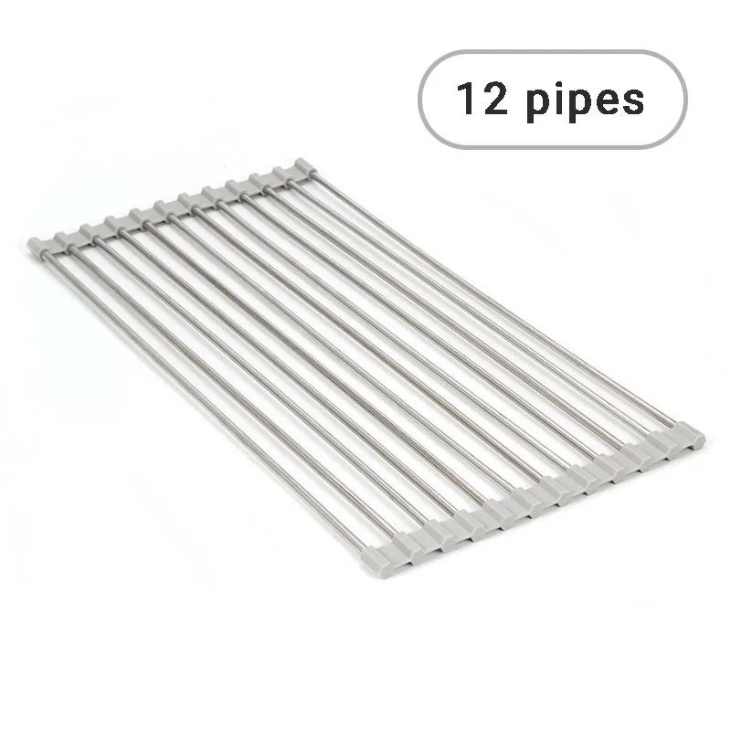Rak Saliran Sinki Dapur, Rak Pinggan Silikon Boleh Lipat, Rak Pengering Pinggan Atas Sinki & Bakul Simpanan - Image 3