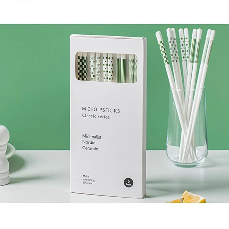 Set Hadiah Mewah 5 Pasang Chopstick Seramik Rumah, Anti Gelincir, Anti Acuan & Antibakteria Boleh Guna Semula - Image 3