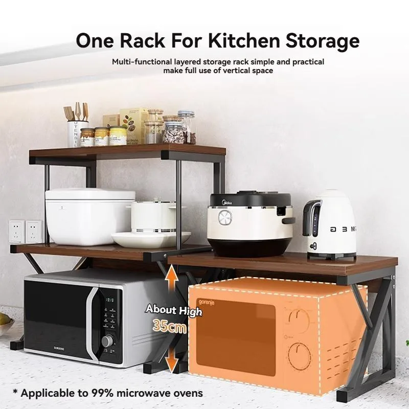 Rak Microwave Berbilang Tingkat Multifungsi Untuk Perasa & Ketuhar - Image 3