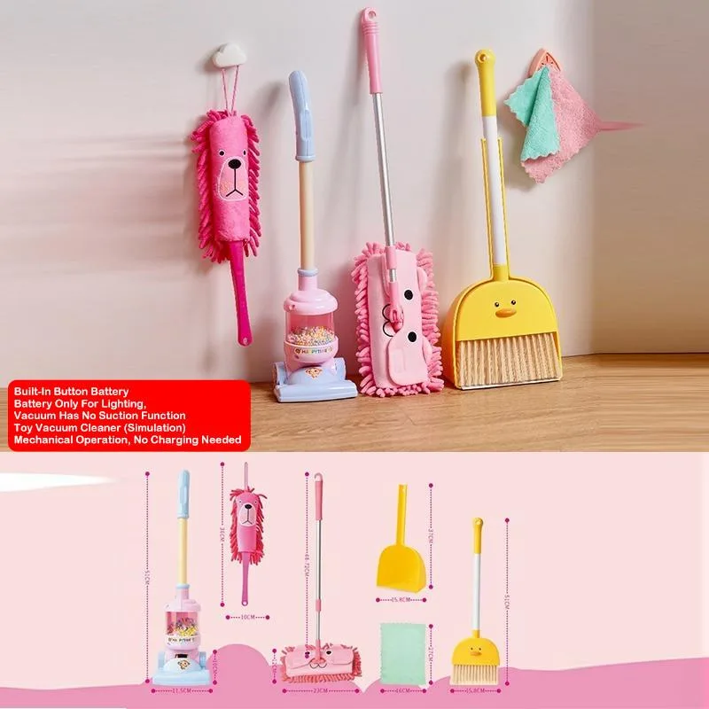 Set Mainan Edukasi Main Peranan Kanak Kanak Itik Kuning Comel Penyapu Pengorek Vacuum Mop - Image 3